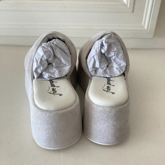 NWOT Free People Almost Paradise White Suede Platforms Sz 38.5 - Picture 6 of 8